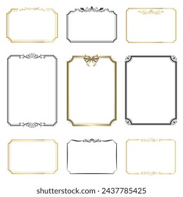 Decorative vintage frames and borders. Decorative wedding frames, antique museum picture. Isolated icons vector set