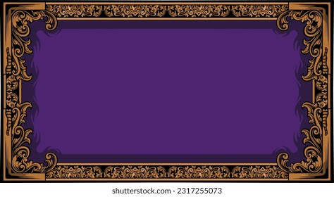 Decorative vintage frames and borders,Gold photo frame with corner Thailand line floral for picture, Vector design decoration pattern style. border design is pattern Thai art style