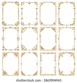 Decorative vintage frames. Certificate ornamental borders royal elegant calligraphic style vector collection