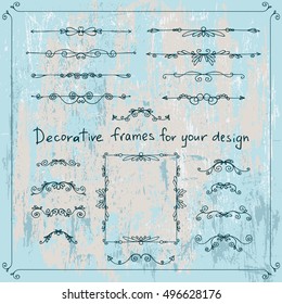 Decorative vintage frames on a grunge background for your design