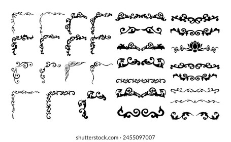 Decorative vintage frames vintage frames and scroll elements. Classic calligraphy swirls, swashes, dividers, . Good for greeting cards, wedding invitations, restaurant menu, royal certificates.