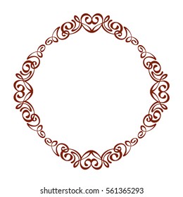 Decorative vintage frame.Vector illustration.Brown on white.