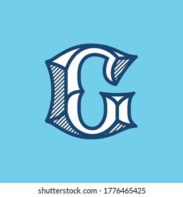 Decorative vintage G letter logo. Black letter font perfect to use in any alcohol labels, retro style logos, circus posters, luxury identity, etc.