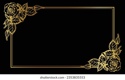 Decorative vintage golden frames editable border corner background flower floral vector image