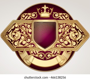 Decorative vintage golden insignia