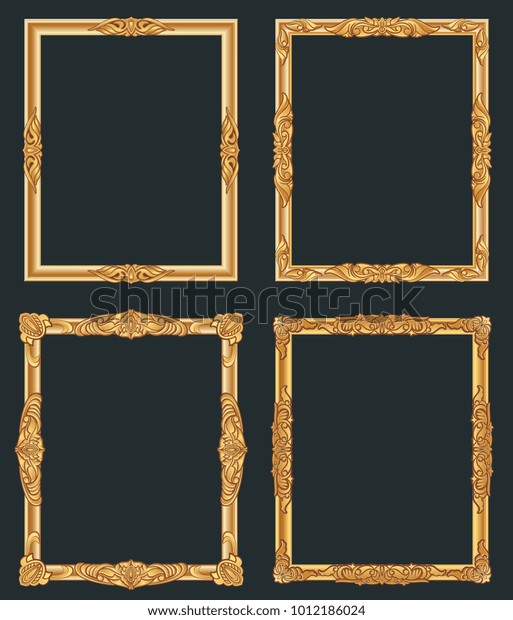 Decorative Vintage Golden Vector Frames Old Stock Vector Royalty