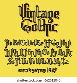 Decorative Vintage Gothic Typeface. Stock Lettering Illustration