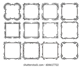 Decorative vintage graphic frames and borders set vector