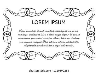 Decorative vintage horizontal frame with the place for your text in center. Vintage ornament greeting card template. Vector illustration.
