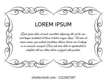 Decorative vintage horizontal frame with the place for your text in center. Vintage ornament greeting card template. Vector illustration.
