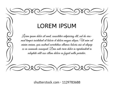 Decorative vintage horizontal frame with the place for your text in center. Vintage ornament greeting card template. Vector illustration.
