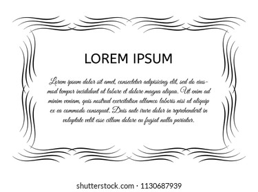 Decorative vintage horizontal frame with the place for your text in center. Vintage ornament greeting card template. Vector illustration.
