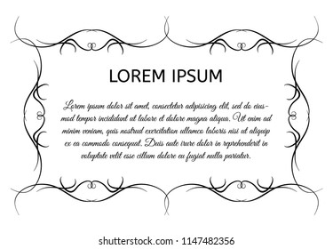 Decorative vintage horizontal frame with the place for your text in center. Vintage ornament greeting card template. Vector illustration.
