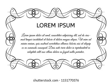 Decorative vintage horizontal frame with the place for your text in center. Vintage ornament greeting card template. Vector illustration.
