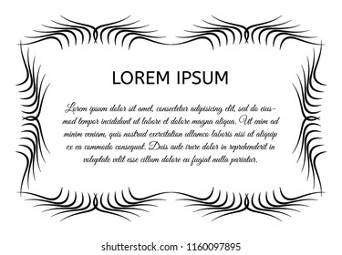 Decorative vintage horizontal frame with the place for your text in center. Vintage ornament greeting card template. Vector illustration.