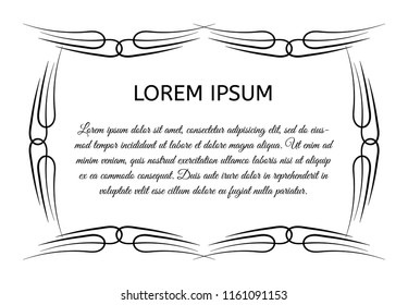 Decorative vintage horizontal frame with the place for your text in center. Vintage ornament greeting card template. Vector illustration.
