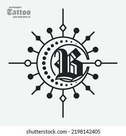 Monograma B de letras iniciales de cosecha decorativa. Adecuado para el estudio de tatuajes