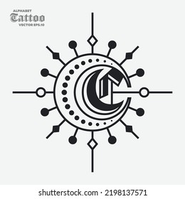 Decorative vintage initial letters C monogram. Suitable for tattoo studio