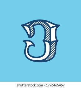 Decorative vintage J letter logo. Black letter font perfect to use in any alcohol labels, retro style logos, circus posters, luxury identity, etc.