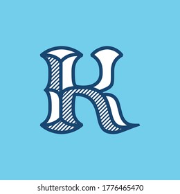 Decorative vintage K letter logo. Black letter font perfect to use in any alcohol labels, retro style logos, circus posters, luxury identity, etc.