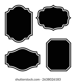 Decorative Vintage Labels, Black Silhouette Frame Set.