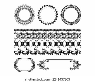 Colección decorativa de elementos de línea vintage. Ilustración vectorial. elementos de diseño. Aislado sobre fondo blanco
