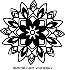 Decorative Vintage Mandala Art of Colouring Book Page. Easy Mandala Coloring Book Pages for Adults, Ability to Relax, Brain Experiences Give Relief.
