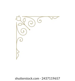 Decorative vintage ornament frame corner vector design element. Flourishes ornate border for text decoration on a certificate or wedding invitation card.