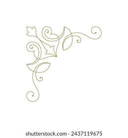 Decorative vintage ornament frame corner vector design element. Flourishes ornate border for text decoration on a certificate or wedding invitation card.