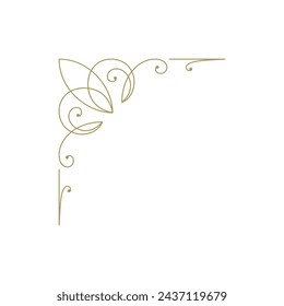 Decorative vintage ornament frame corner vector design element. Flourishes ornate border for text decoration on a certificate or wedding invitation card.