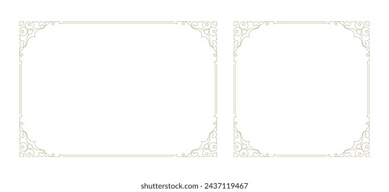 Decorative vintage ornament frame vector design element. Flourishes ornate border for text decoration on a certificate or wedding invitation card.