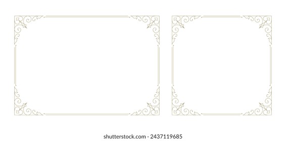 Elemento de diseño vectorial de marco decorativo vintage. Borde adornado para la decoración del texto en un certificado o tarjeta de invitación de boda.