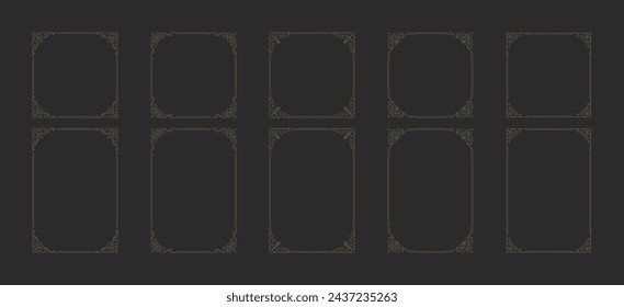 Decorative vintage ornament frames vector design elements set. Flourishes ornate borders for text decoration on a certificate or wedding invitation card.