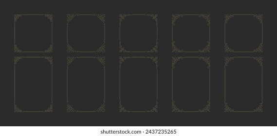 Decorative vintage ornament frames vector design elements set. Flourishes ornate borders for text decoration on a certificate or wedding invitation card.