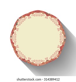 Decorative vintage ornamental hand drawn round frame. Template for monthly Calendar or poster design. Arabic ethnic style.