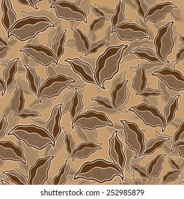 Decorative vintage  ornamental seamless pattern. Endless elegant texture with leaves. Tempate for design fabric, backgrounds, wrapping paper, package, covers