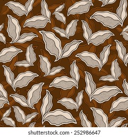 Decorative vintage  ornamental seamless pattern. Endless elegant texture with leaves. Tempate for design fabric, backgrounds, wrapping paper, package, covers