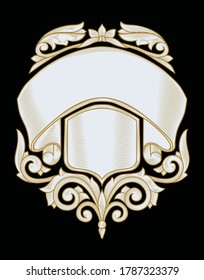 Decorative vintage ornate scroll emblem