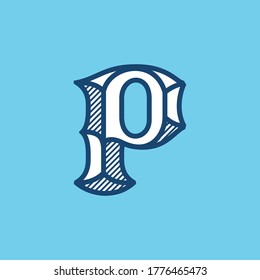 Decorative vintage P letter logo. Black letter font perfect to use in any alcohol labels, retro style logos, circus posters, luxury identity, etc.