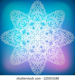 Decorative vintage pattern ornament in the form of snowflake, vector illustration