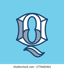 Decorative vintage Q letter logo. Black letter font perfect to use in any alcohol labels, retro style logos, circus posters, luxury identity, etc.