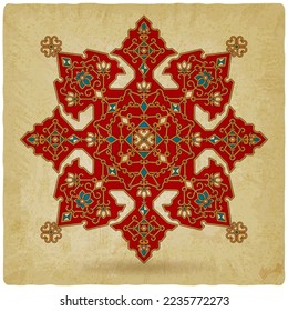 Decorative vintage red arabesque pattern design element