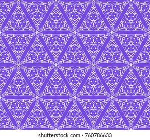 Decorative vintage seamless geometric pattern with floral lace ornament. vector illustration