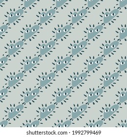 Patrón ininterrumpido decorativo vintage con huella diagonal de corazón azul. Fondo pálido. Impresión vectorial plana para textiles, tela, giftwrap, papel pintado. Ilustración sin fin.