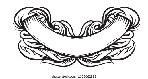 Decorative vintage set of thin calligraphic elements: 
borders, frames, dividers, ornaments, page decoration.
Combinations for retro design, greeting cards,
certificates and invitations 
Ribbon banner