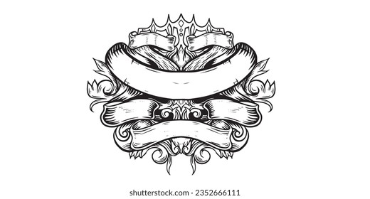 Decorative vintage set of thin calligraphic elements: 
borders, frames, dividers, ornaments, page decoration.
Combinations for retro design, greeting cards,
certificates and invitations 
Ribbon banner