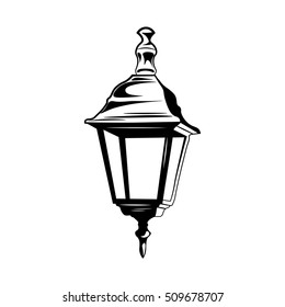 decorative vintage street lamp isolated on white. Retro light. Vector Illustration