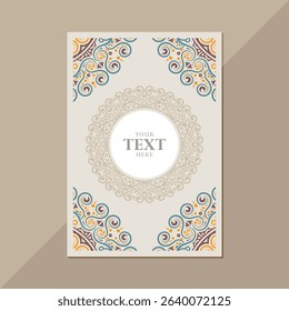 Decorative Vintage Style Mandala Frame with Swirls and Ornament Border