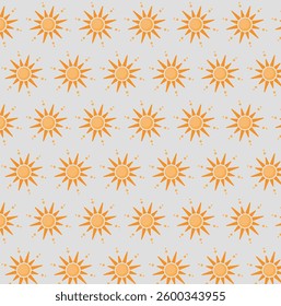Decorative vintage sun seamless pattern.