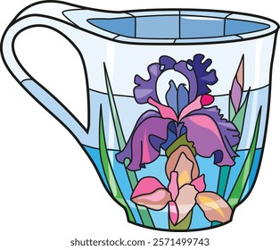 Decorative Vintage Teacup Hand Drawn Illustration